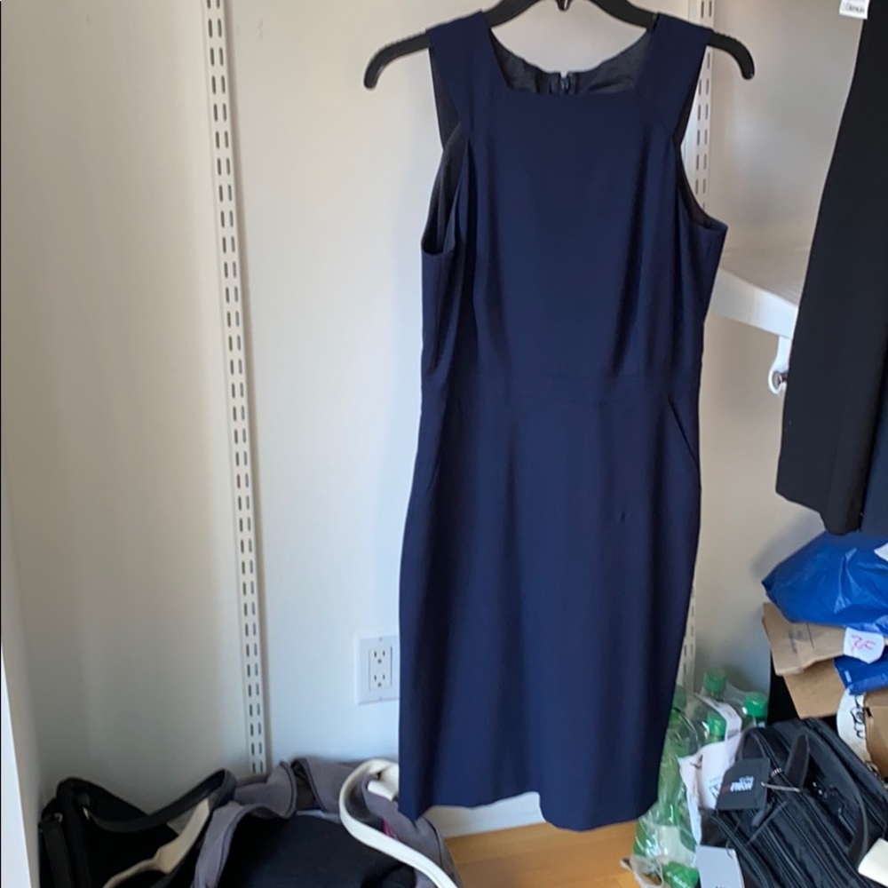J. Crew Navy Cutout Dress in Italian Stretch Wool